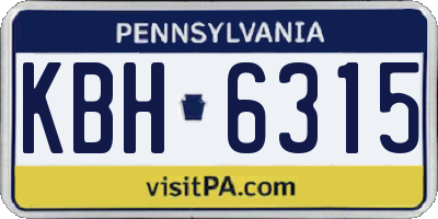 PA license plate KBH6315