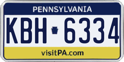 PA license plate KBH6334