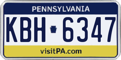 PA license plate KBH6347