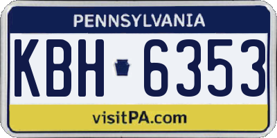 PA license plate KBH6353