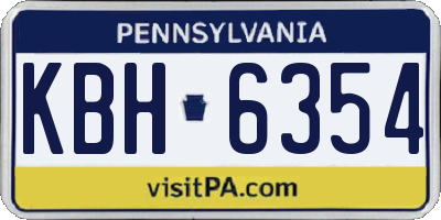 PA license plate KBH6354
