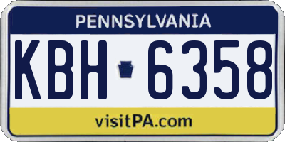 PA license plate KBH6358