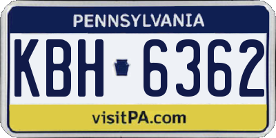 PA license plate KBH6362