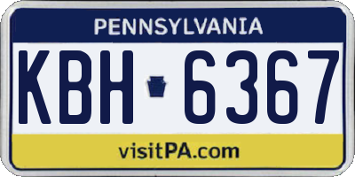 PA license plate KBH6367