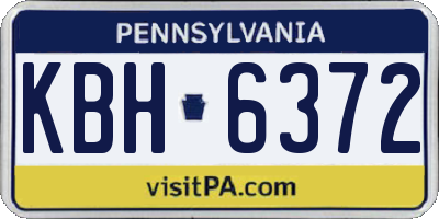 PA license plate KBH6372