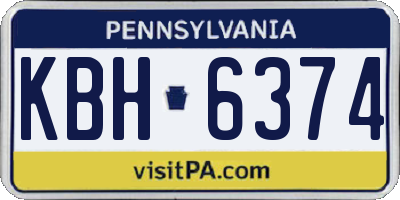 PA license plate KBH6374