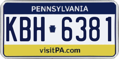 PA license plate KBH6381
