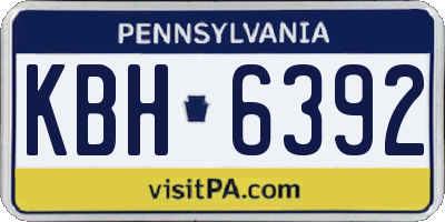 PA license plate KBH6392