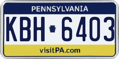 PA license plate KBH6403