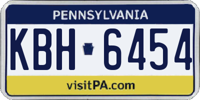PA license plate KBH6454