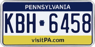 PA license plate KBH6458