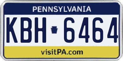 PA license plate KBH6464