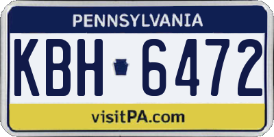 PA license plate KBH6472