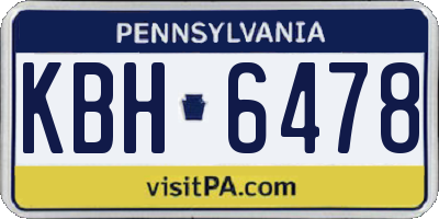PA license plate KBH6478