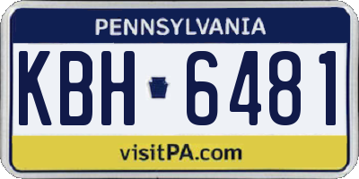 PA license plate KBH6481