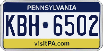 PA license plate KBH6502