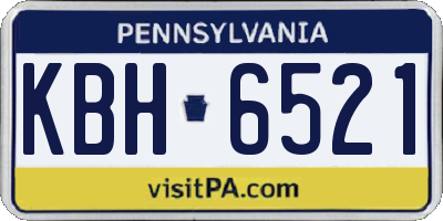 PA license plate KBH6521