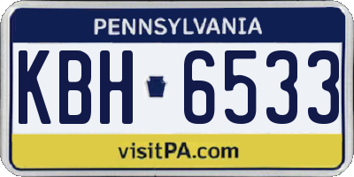 PA license plate KBH6533