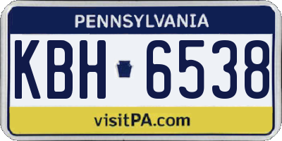PA license plate KBH6538