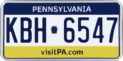 PA license plate KBH6547