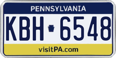 PA license plate KBH6548
