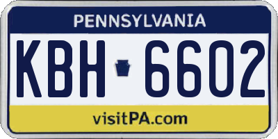PA license plate KBH6602