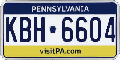 PA license plate KBH6604