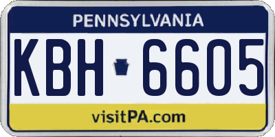 PA license plate KBH6605
