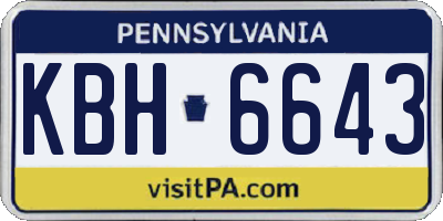 PA license plate KBH6643