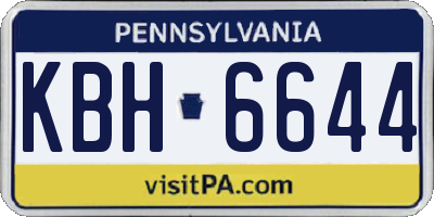 PA license plate KBH6644
