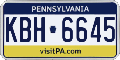 PA license plate KBH6645