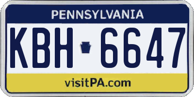 PA license plate KBH6647
