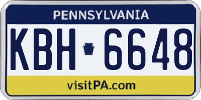 PA license plate KBH6648