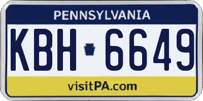 PA license plate KBH6649