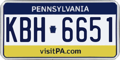 PA license plate KBH6651