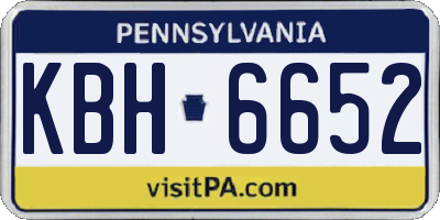 PA license plate KBH6652