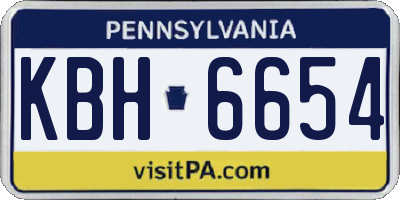 PA license plate KBH6654