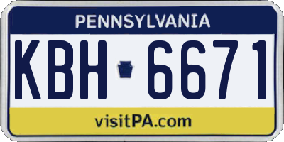 PA license plate KBH6671