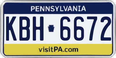 PA license plate KBH6672