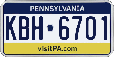 PA license plate KBH6701