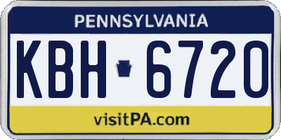PA license plate KBH6720