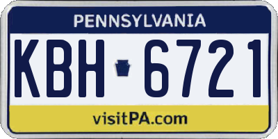 PA license plate KBH6721