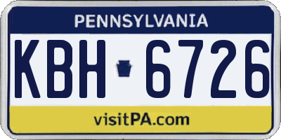 PA license plate KBH6726