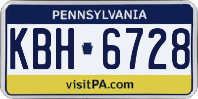 PA license plate KBH6728