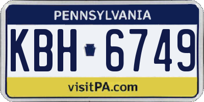 PA license plate KBH6749