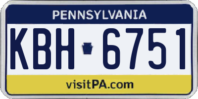 PA license plate KBH6751
