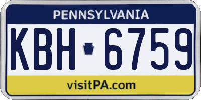 PA license plate KBH6759
