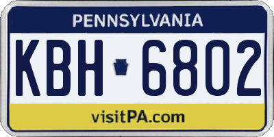 PA license plate KBH6802