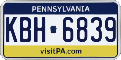 PA license plate KBH6839
