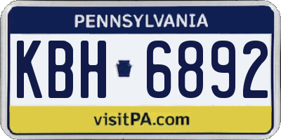 PA license plate KBH6892